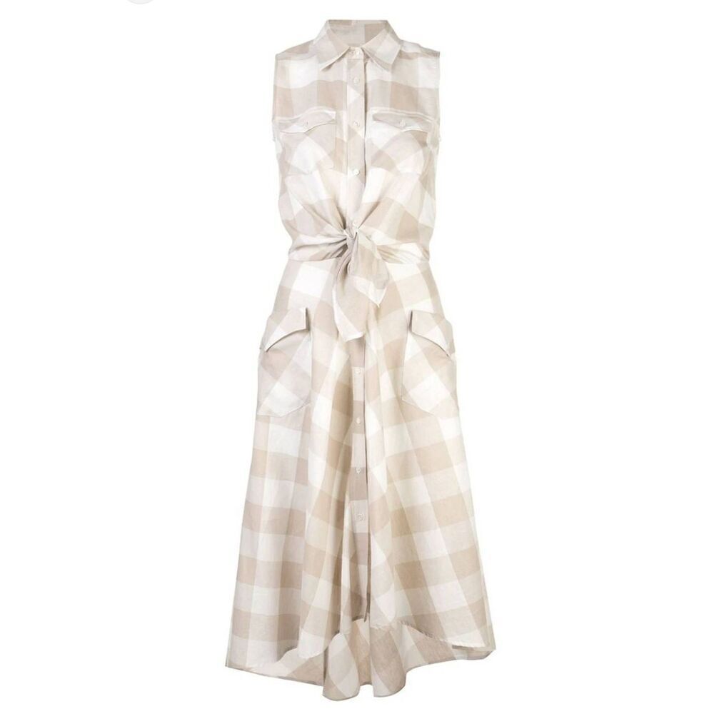 Sara Roka Knotted Sleeveless Midi Dress In Neutrals 40, XS $780